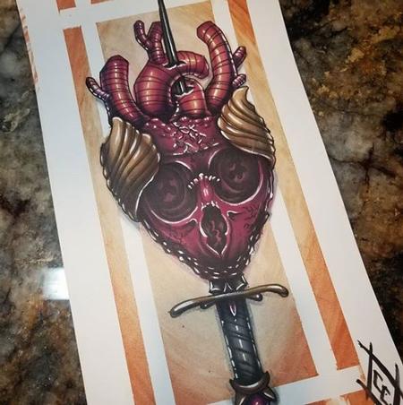 Tattoos - Cody Cook Heart and daggar - 138738